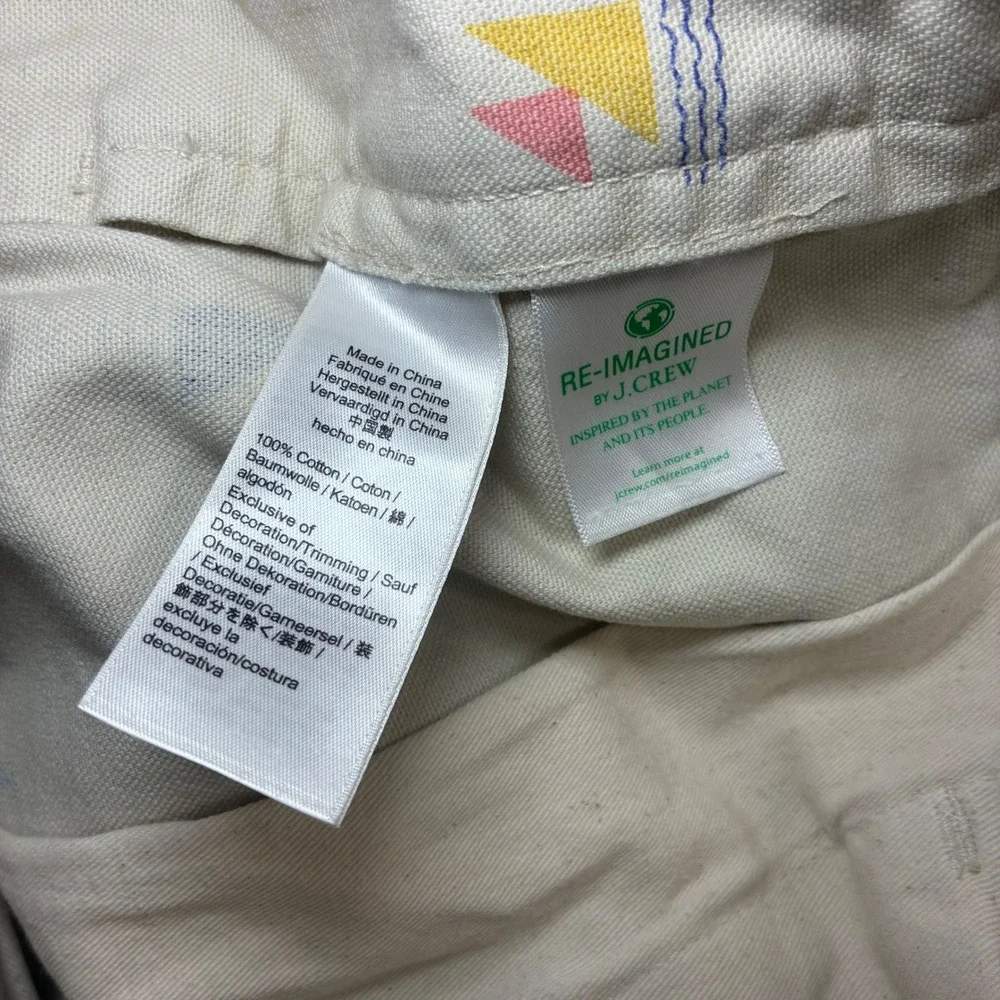 Wallace Barnes Carpenter Pants Men 33x32 Beige Sailboat AOP Double Knee J Crew - Picture 9 of 9